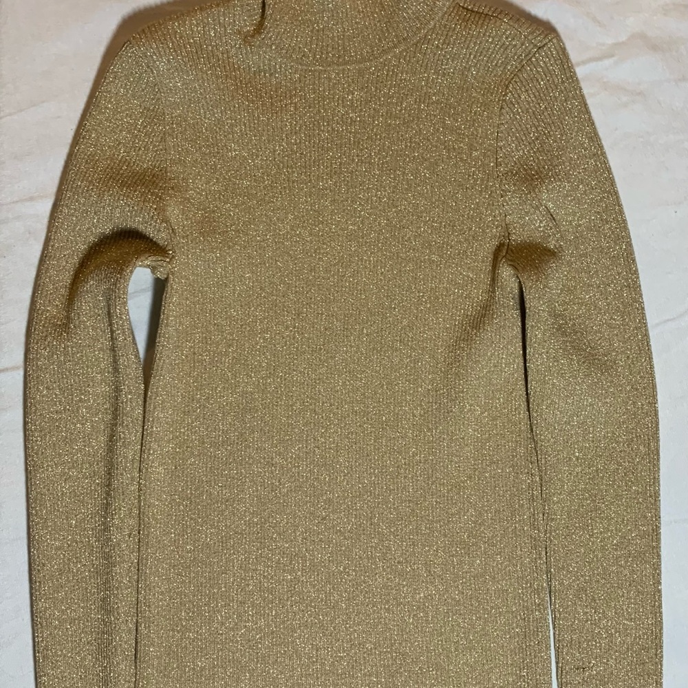 Lauren Ralph Lauren Metallic Gold Turtleneck Sweater